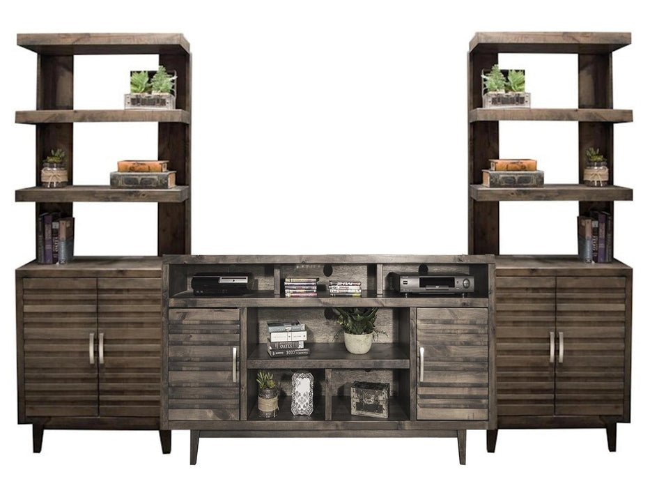 Legends Furniture Avondale 3pc Entertainment Wall with 76" TV Console in Charcoal