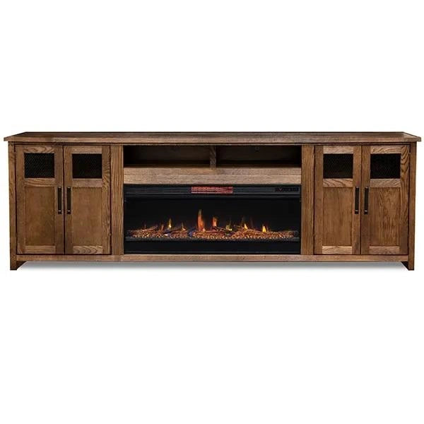 Legends Furniture Maison Fireplace Super Console in Burbon Oak