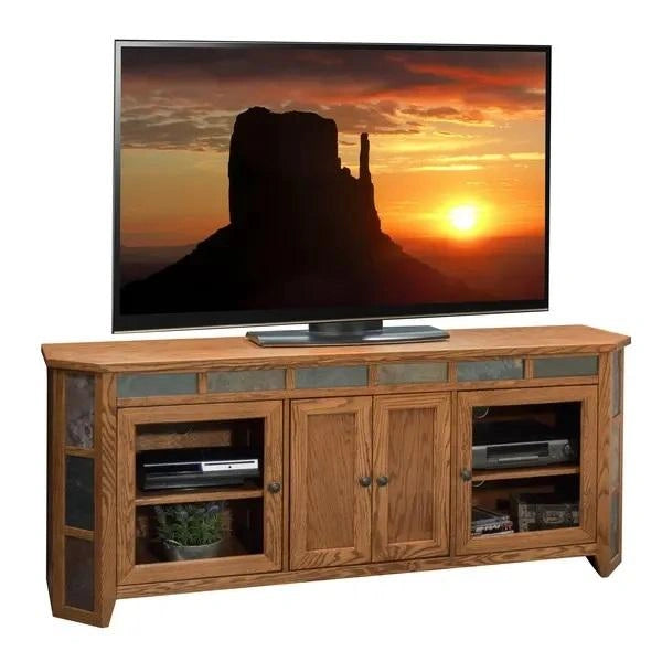 Legends Furniture Oak Creek 72" Angled TV Console in Golden Oak
