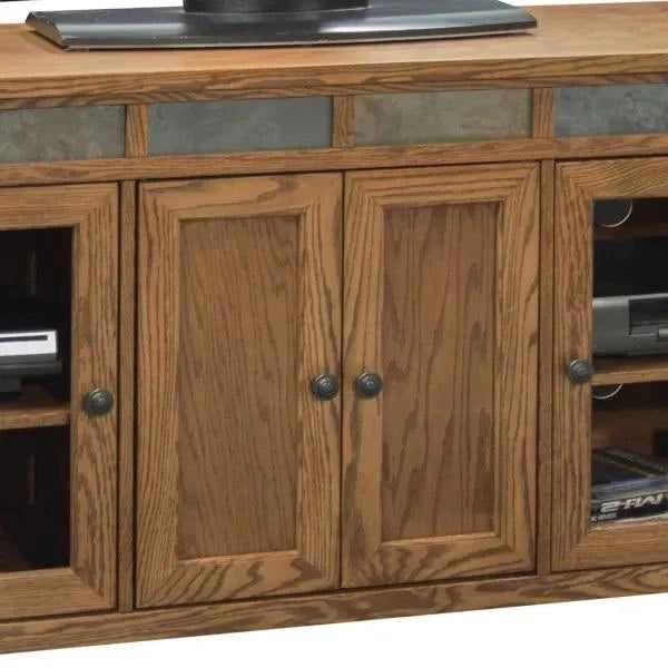 Legends Furniture Oak Creek 72" Angled TV Console in Golden Oak