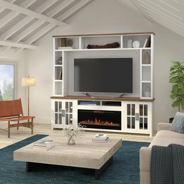 Legends Furniture Hampton Hampton Fireplace Console in Barnwood with Jasmin White