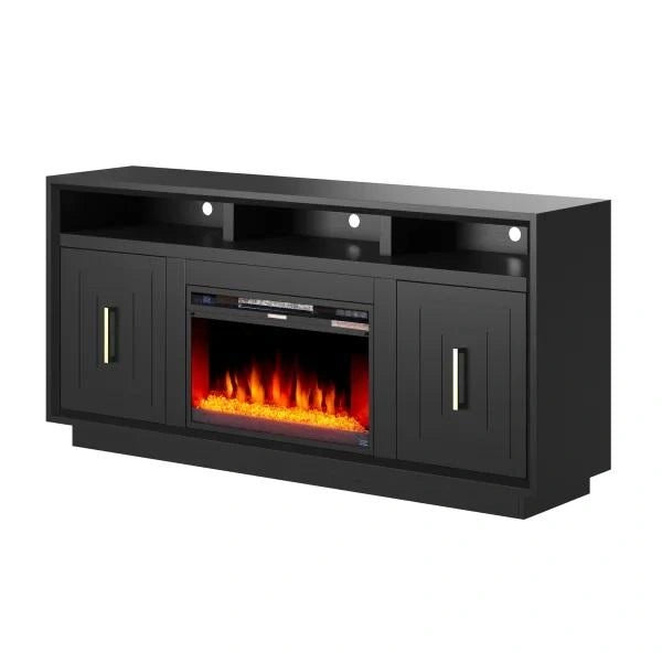 Legends Furniture Sunset 67" Fireplace Console in Seal Skin Black