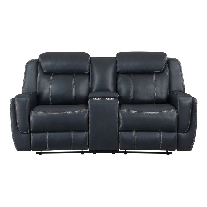 8516BU-2 - Double Reclining Love Seat with Center Console, Receptacles and USB Ports