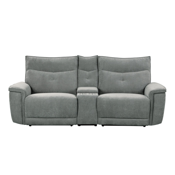 Tesoro-(3)Power Double Reclining Love Seat with Center Console, Power Headrests and USB Ports image
