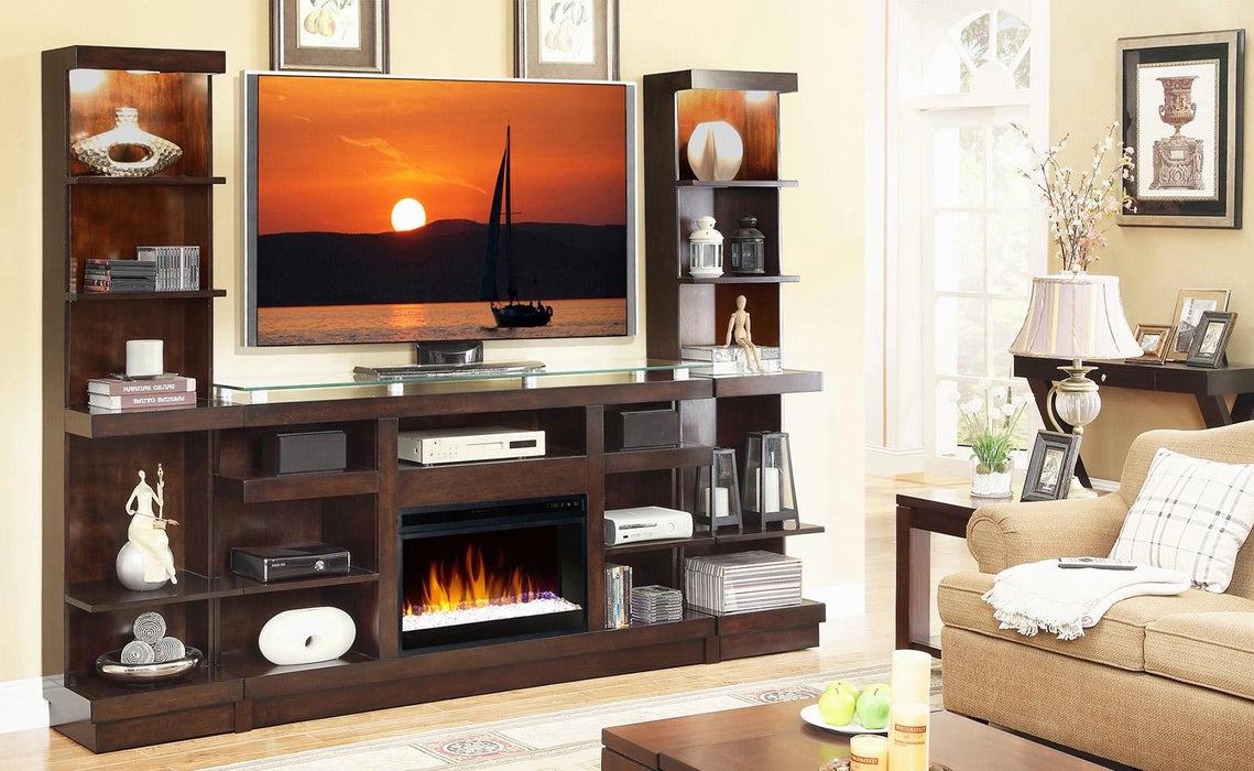 Legends Furniture Novella 65" Fireplace Console with Piers in Dark Chocolate